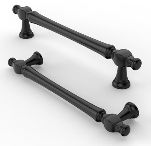 FURNIWARE 10 stycken skåphandtag, matt svart möbelhandtag 128 mm borrhålsavstånd lådhandtag, lådhandtag för dörrar, kök, kistor, byråer, skåp