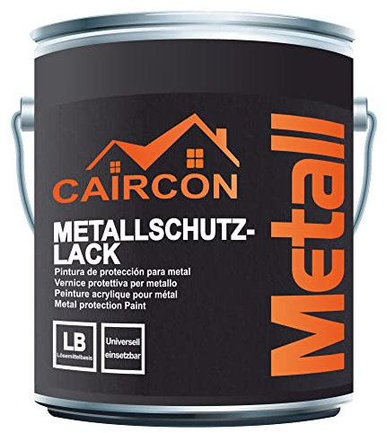 CAIRCON Metalllack Metallfarbe seidenmatt für Metall Stahl Eisen - Schwarz 750ml