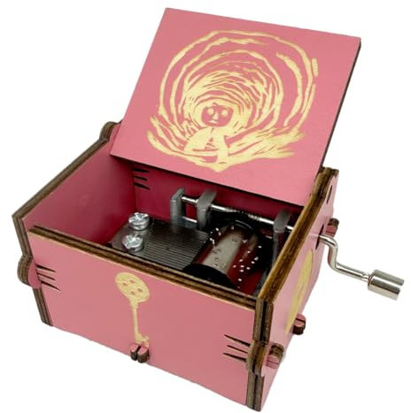 Youtang Coraline - Caja de música grabada de madera para regalo, mini caja musical para cumpleaños, aniversario, día de San Valentín, Navidad (manivela, rosa)