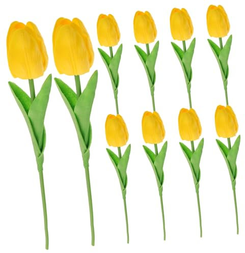 FUNOMOCYA Künstliche Tulpen Deko 10 Stücke Kunstblumen Bouquet Zarter Blumenstrauß Für Haus Und Hochzeit Leicht Und Kompakt