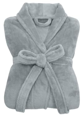npluseins Peignoir de bain en polaire moelleuse avec col châle – Femme & Homme, XL, Gris
