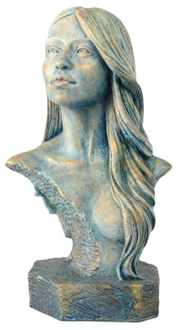 Escultura Decorativa Mujer – Busto Femenino en Resina Acrílica Hecho a Mano, Figura Artística para Decoración del Hogar, Escultura Moderna de Mesa o Estantería, Regalo Original (Azul Vintage)