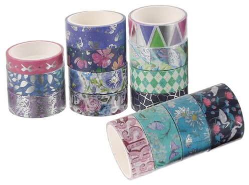 VILLCASE 17 Rollos Decoraciones Pegatinas Panel Papel De Decoupage Para Muebles Diario Punteado Periódico De La Vendimia Sellos Cubierta Estilo Cinta Adhesiva Papel Japones Colorful