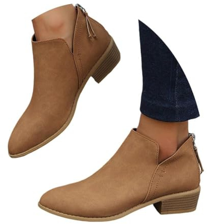 ticticlily Stivali Estivi Donna Con Cerniera Primaverili Invernali Eleganti Stivaletti Morbidi Tacco Basso Ankle Elegante Boots Cowboy Bassi