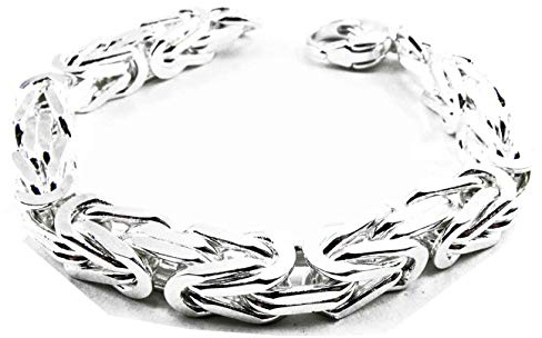 Tendenzalia Kungligt armband original italiensk byzantiner-kedja silverpläterad 8 mm bred längd valbar, Mässing