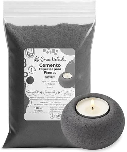 Gran Velada - Cemento per figure nero 5 kg | calcestruzzo a colori bicomponente | presa rapida | Per decorazione, stampi e progetti artigianali fai da te