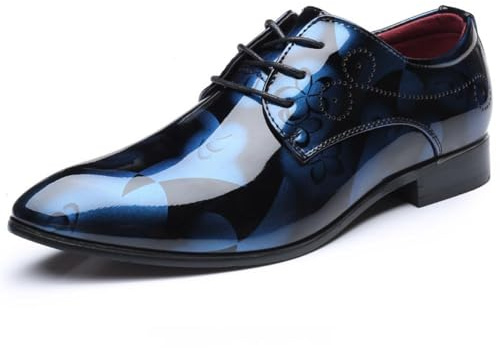 Scarpe Eleganti da Uomo Oxford con Punta Affusolata in Vernice Floreale Mocassini Comodi Antiscivolo Scarpe Derby Blu 47 EU