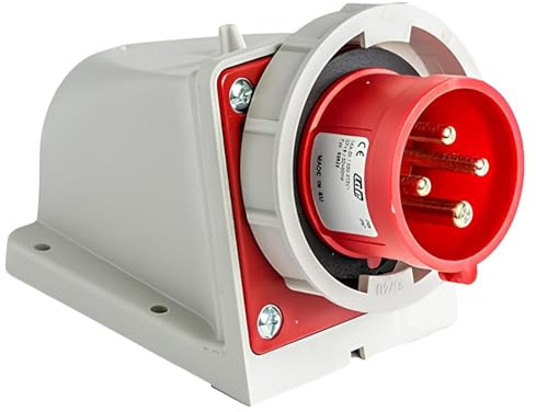 IDE mondiale – Prise murale étanche IP67 3 pôles + terre 380 V 32 A 6h Rouge