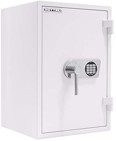 Rottner Atlas Fire Premium 65 Wertschutzschrank EN1 weiß Elektronikschloss Notbestromung von außen 30 minütiger Feuerschutz verstellbarer Fachboden Innentresor inkl. Befestigungsmaterial