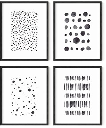 HAUS AND HUES Abstract Artwork for Walls | Wall Art for Living Room Black and White Wall Decor (8x10 UNFRAMED)