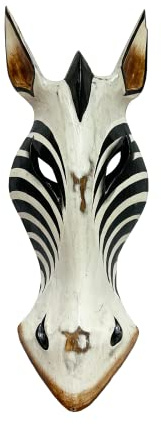 My Family House Zebra Wall Hanging Mask - Natural - Hand Carved - Albesia Wood Decoration - 30 cm
