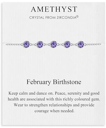 Philip Jones Geburtsstein-Armband für Februar mit Amethyst-Zirkondia®-Kristallen