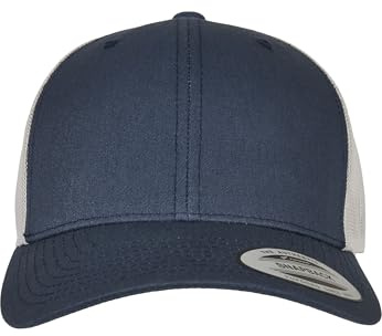 Flexfit Berretto da Baseball Unisex, Stile retrò, a 2 Toni, Blu Navy/Argento, Taglia Unica EU, Argento/Blu Marino, Taglia Unica