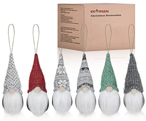 EKARSEN Handgemachte Kleiner Wichtel Gnom 6tlg-Set süße Skandinavische Tomte Weihnachtsdeko Puppen für Weihnachten Neujahr Ostern Valentinstag
