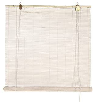 HERSIG - Estor Enrollable de Bambú Natural 60 x 140 cm - Persiana Enrollable Interior y Exterior - Estilo Natural para Ventanas - Privacidad, Resistencia y Fácil Instalación - Blanco
