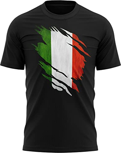 Maglietta da uomo Italia strappata da rugby italiana, regalo italiano, maglietta italiana da rugby GLI Azzurri regalo per lui o lei, Nero , L