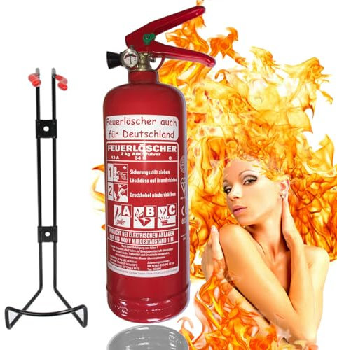 Brandengel Premium Autofeuerlöscher 2kg Pulverlöscher Feuerlöscher, LKW PKW Motorrad KFZ EN 3 Messingarmatur Manometer Halterung ABC 4LE (Ohne Prüfnachweis u. Jahresmarke)