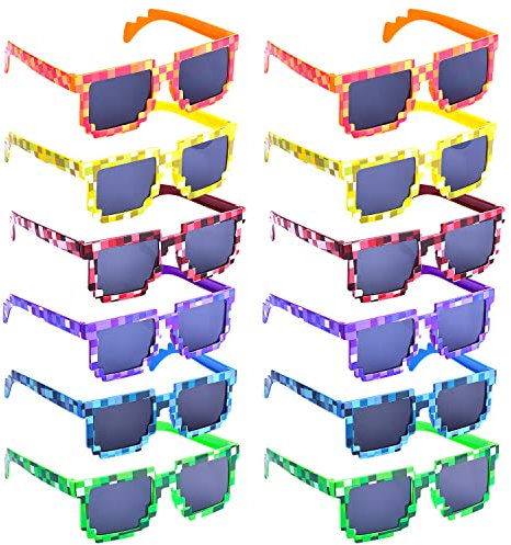 KINBOM 12 Paar Sonnenbrillen Kinder Party, Farbiger Rahmen Sonnenbrille Partybrille Bunt Kunststoff Sonnenbrille Set Kinder Erwachsene für Geburtstag Bergleute Spiel Party Gastgeschenke (6 Farben)