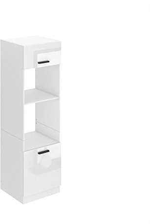 BELINI | Mikrowelle Schrank | Küchenschränke | Hochschrank Küche | Mikrowellenschrank 60 x 204 cm | Küchenbuffet mit 2 Türen und 2 Regalen | Kommode | Küchenregal | Weiß Hochglanz