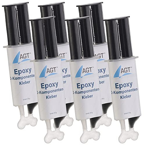 AGT Kleber für Montage: Epoxy 2-Komponenten-Kleber, hohe Belastbarkeit: 23 N/mm², 6er-Pack (2K für Kunststoff, 2 Komponenten Metall Holz, Schuhe)