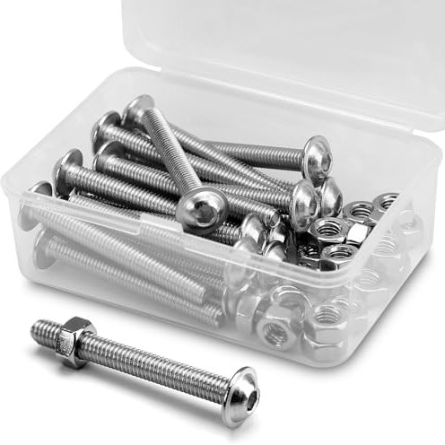 (20 Ensembles) Vis à Six Pans Creux M6 x 60mm Avec Bride et écrous Jeu de Vis à Tête Cylindrique d'Acier Inoxydable 304