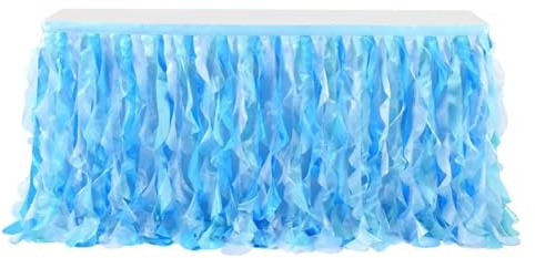 Faldas de Mesa Falda de Mesa de Sauce Rizado de Doble Capa con borlas, Falda de Mesa de tafetán de Encaje, tutú, Falda de Mesa de Tul, decoración de Fiesta de cumpleaños, Baby Shower (Color : Style3