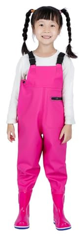 Fliegenfischen Teichhose mit Stiefeln,Kind Wathose mit Brusthöhe,Angelhose mit Watstiefel,wasserdicht,atmungsaktiv,unisex,für Baustellen,Angeln,Bauernhöfe,Gärten,Arbeiten im Schlamm