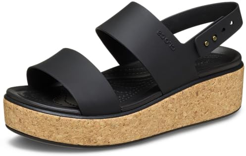 Crocs Brooklyn Cork Low Wedge, Sandali Donna, Nero, 36/37 EU