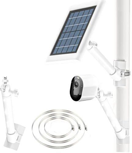 Soporte de cámara para Ring Stick UP, Arlo Pro 4/3/2, Arlo Ultra, Arlo Essential Spotlight, soporte de panel solar, soporte de tubo de desagüe para sistemas de seguridad doméstica, con 3 anillos de