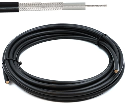 RG214 10m koaxialkabel — silverfärgad koppar RG214U 50 Ohm RF-koaxial — kompatibel med N Typ SMA BNC TNC PL259-kontakter — för WiFi VHF UHF CB Radio HAM Router Antenn 4G 5G — Tillverkad i Italien