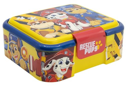 STOR Sandwichera Infantil Patrulla Canina con 3 Compartimentos - 1786ml - Fiambrera Robusta de Plástico Sin BPA para Niños - Portameriendas Escolar