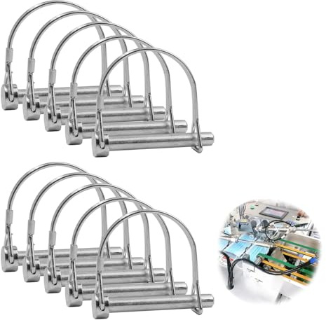10 perni di sicurezza zincati 8 mm x 60 mm, alette pieghevoli per tubi di sicurezza, set di alette pieghevoli ad alta resistenza, in acciaio, bulloni di sicurezza con chiusura di bloccaggio, bulloni