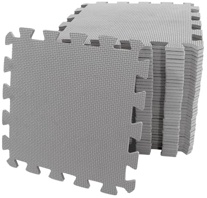 M.Y Grey Interlocking Foam Play Mat - 29x29cm Thick Soft EVA Soft Floor Tiles 9 Piece