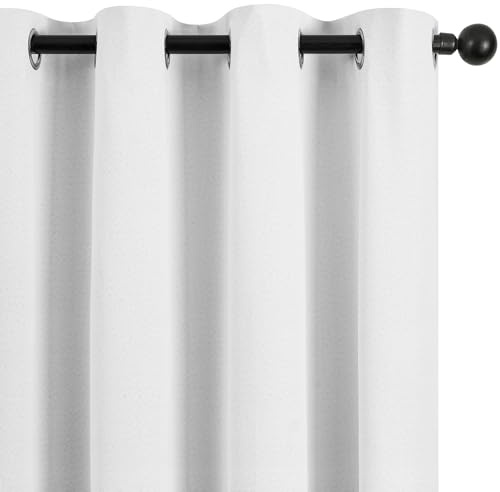 Deconovo Total Blackout Curtains with TPU Backing Faux Linen Thermal Insulation Eyelet Curtains for Bedroom, Greyish White, W46 x L54 Inch 2 Panels