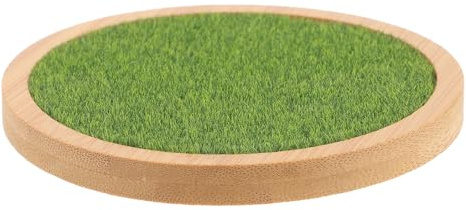 NUOBESTY Simulation Grass Display Stand Round Action Figure Organizer Shelf for Dolls Jewelry Rings Earrings Wood Plastic Material Decorative Synthetic Lawn Base for Home Dressing Table