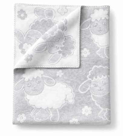 TextilBase Babyfilt av 100 % bomull, gosig filt för pojkar och flickor, 100 x 140 cm babyfilt för barnvagn/krypfilt, mjuk barnfilt som födelsegåva för nyfödda (grå får)