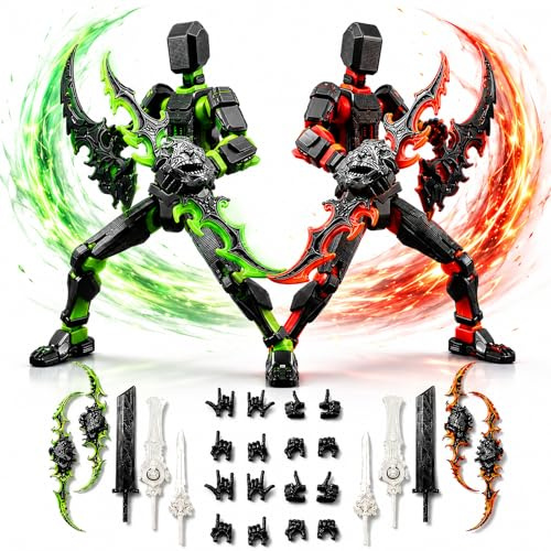 Lot de 2 figurines d'action T13 (montage terminé), impression 3D, multiarticulations, Lucky 13, figurine d'action factice en titane, 13 figurines d'action, décorations de bureau pour les amateurs de