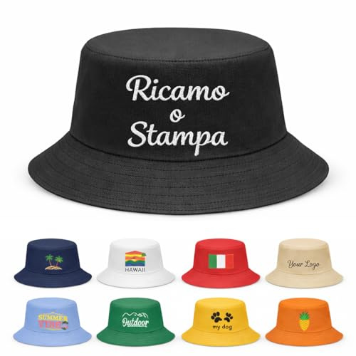 Ristohouse Cappello da Pescatore (Bucket Hat) 100% Cotone Premium 260 gr/m² – Personalizzabile con Ricamo o Stampa – Taglia Unica – Unisex Idea Regalo