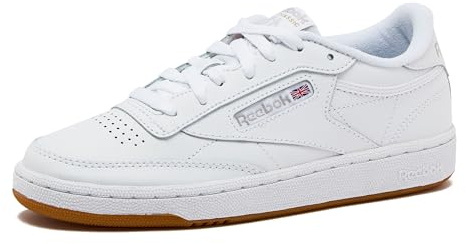Reebok Club C 85 Tennis Shoes for Women - White Womens Sneakers, White/Light Grey/Gum, 8