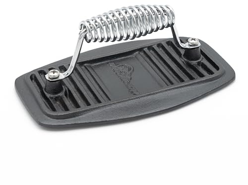 BBQ Dragon Cast Iron Grill Press – Heavy Duty 2.9 lb Burger, Bacon & Panini Press – Pre Seasoned for Grilling Steaks, Meats & Sandwiches – Reduces Grease for Healthier Cooking