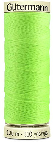 Gütermann Garn NEON 100 m NEONGRÜN, 100% Polyester, Schrumpffrei, Bügelfest, Farb- und Lichtecht