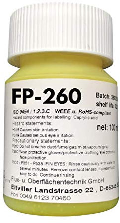 100 ml No-Clean Elektronik-Lötpaste EO-FP-260 -mit halogenfreien Aktivatoren (WEEE/RoHS-konform) Typ 1.2.3.C gem. ISO 9454-, 100 ml in Runddose (kindersicher)
