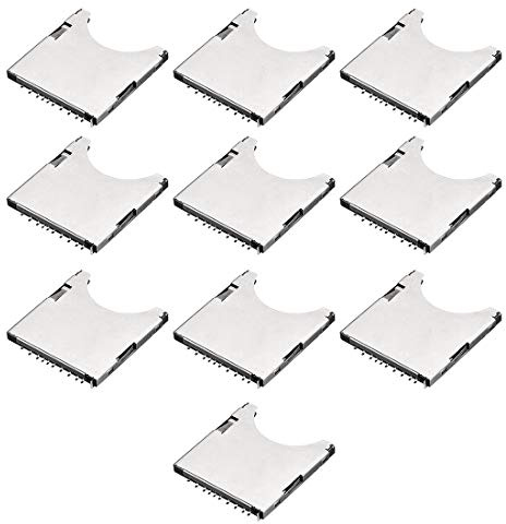 sourcing map SD Memory Card Socket Holder Spring Loaded Push Type 10 Pin 10pcs