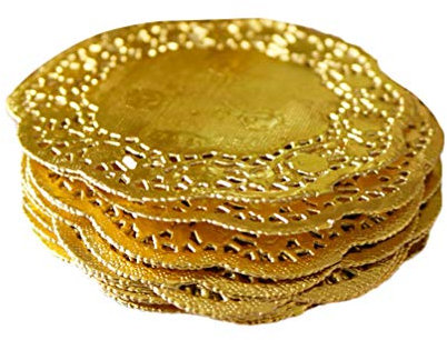 Yardwe, 100 centrini di carta rotondi, decorativi, per torte e dessert, tovagliette di carta assorbenti per torte, muffin per casa, panificio, 8,9 cm