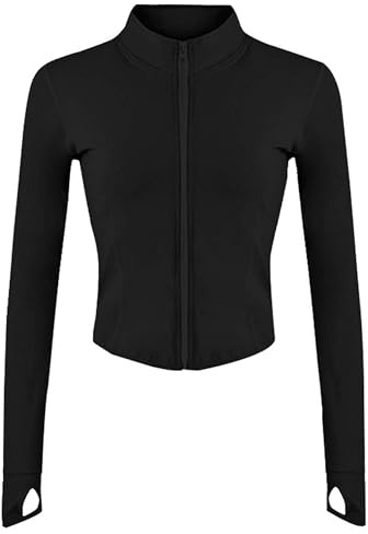 Tanming Veste d'entraînement à fermeture éclair intégrale pour femme, Noir, M