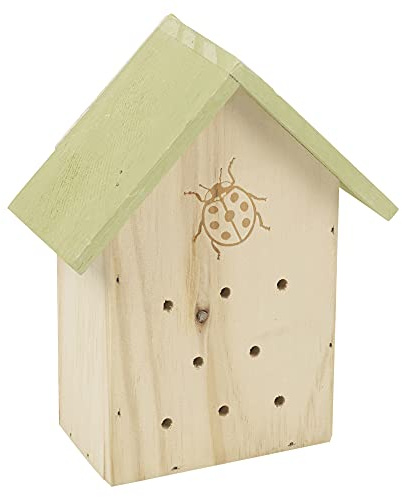 URBNLIVING Natural Wooden Wildlife Hibernating Bug Hotel Insect House Shelter Nest Box (Green)