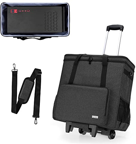 CURMIO Rolling PC Carrying Case, Double Layers Desktop Tower Travel Bag with Wheels for PC Chassis, Keyboard and Mouse, Black (Bag Only, Patented Design)