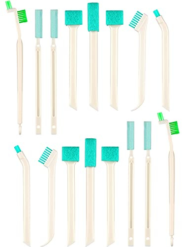 Nuenen 16 Pcs Small Household Cleaning Brushes - Deep Detail Crevice Cleaner Brush Set, Corner Space Keyboard Bottle Tile