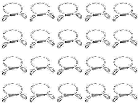 sourcing map Bränsle Line Slang Clips, 20st 19mm ID Justering 17-17,5mm Slang 304 rostfritt stål Enkel kabel Rör för luft Vatten Slang Silikon Tube