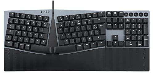 perixx PERIBOARD-535BR Clavier Mécanique Ergonomique Filaire Divisé – Switchs Tactiles Marron à Profil Bas – Touches Programmables – Compatible Windows et macOS – Layout AZERTY français